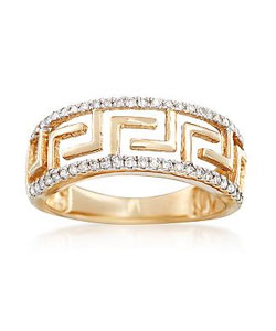 .25 ct. t.w. Diamond Greek Key Ring in 14kt Yellow Gold