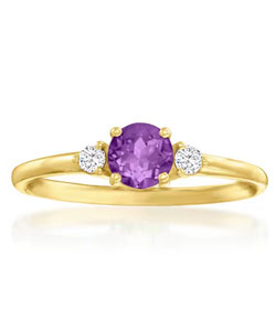 .40 Carat Amethyst and .10 ct. t.w. Diamond Ring in 14kt Yellow Gold