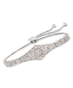.50 ct. t.w. Diamond Floral Openwork Bolo Bracelet in Sterling Silver