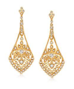 .75 ct. t.w. Diamond Openwork Drop Earrings in 14kt Yellow Gold