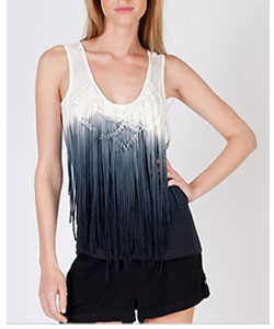 Tie dyed fringe tank top