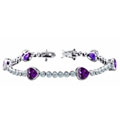 Original Star K(tm) High End Tennis Bracelet With 6pcs 7mm Genuine Heart Amethyst