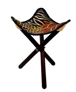 Animal Print Leather African Safari Stool