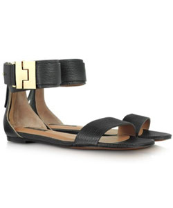 Gladys Black Ankle-Cuff Flat Sandal