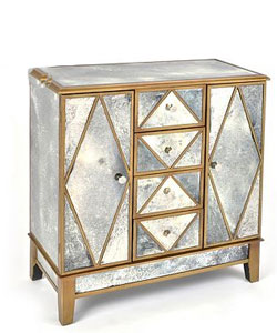 Glass and wood mirrored cabinet