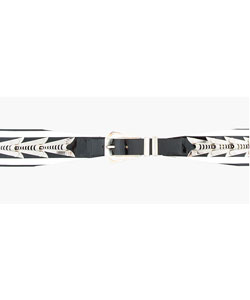 Balmain Black And White Striped Patent Leather Embellished Belt