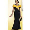 Ladies Elegant Long Black and Gold Dress by Designer Donna Vinci 11203