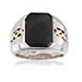 Men's Black Onyx Ring in Sterling Silver and 14kt Yellow Gold