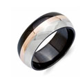 Mens Black Ti Ring with Rose Gold Inlay