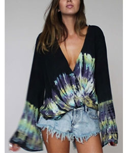 Blu Moon Hayley Top in Black Tie Dye