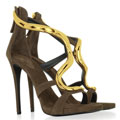 Brown Suede Jeweled Sandal