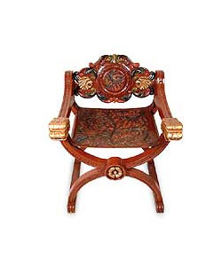 Decorative pattern cedar and leather chair