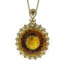 Citrine Orange Sapphire Gold Pendant