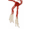 Coral and Pearl Scarf Necklace in 14k Gold