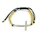 Adjustable Sterling Silver & Diamond Beaded Cross Bracelet / Anklet