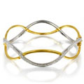 1.1 ct Diamond & White/Yellow Gold Wave Bangle