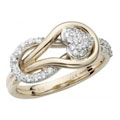 Pave Diamond Heart Love Knot Diamond Ring