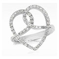 Diamond Crossing Heart 18K White Gold Ring