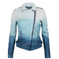 Muubaa Fornas Dip Dyed Ombre Leather Biker Jacket in Ocean Blue