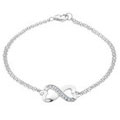 Infinite Love Double Heart White Topaz Bracelet 1/10 Carat (ctw) in Sterling Silver