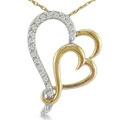 1/5ct Double Heart Diamond Pendant in 10k Yellow Gold