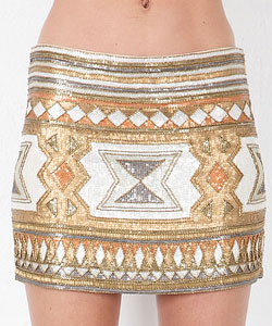 Embellished Mini Skirt in Neutral Multi 