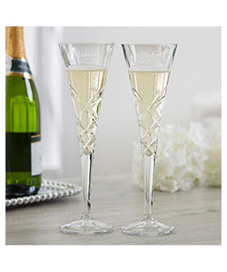 Engraved Crystal Champagne Flutes