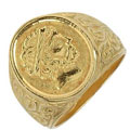 Socrates - Engraved Oval Yellow Gold Men's Ring