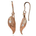 Birds of a Feather Earrings 14K Rose Gold Earrings with White Sapphire