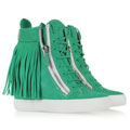Suede Fringed Sneaker Wedge