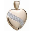 14k Premium Weight Yellow Gold Heart With Diamonds Picture Locket