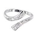 Solid 14K White Gold .08 Carat Genuine Diamond Paved Toe Ring
