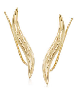14kt Yellow Gold Leaf Ear Climbers.
