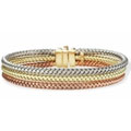 14k Tri Color Gold Triple Row Mesh Bracelet
