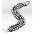 3-Row Shell Gray Cultured Pearl Bracelet