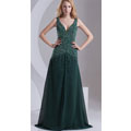 Column V-neck Floor-length Satin Evening Dresses