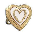 14k Yellow Gold Heart Locket Ring with Mother of Pearl