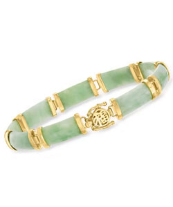 Jade "Good Fortune" Bracelet in 18kt Gold Over Sterling