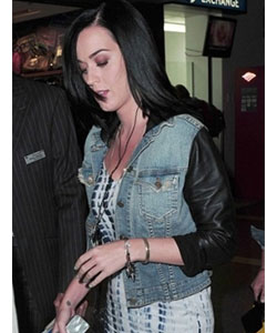 Hoodie Jean Jacket with Leather Sleeves