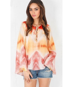 Kira Top with Bell Sleeves in Sunset Orange