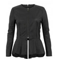 Muubaa Cursa Leather Peplum Jacket in Black