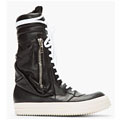Rick Owens Black Tall Cargobasket Leather Sneaker Boots
