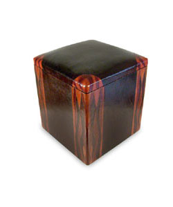 Wood and leather decorative ottoman