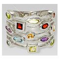 Multi-Gemstone Sterling Silver Ring