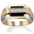 Men's Rings with Black Onyx and Diamonds in 14k Two Tone Gold
