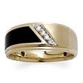 Mens' Black Onyx and Diamond Ring in 14kt Yellow Gold