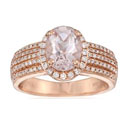 1.50ct Oval Morganite, .50ct t.w. Diamond Ring in 14kt Rose Gold