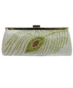 Beaded Peacock Pattern Clutch
