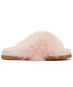 fur sandals pink
