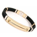 Men's Designer Rubber and 14k Gold Bracelet